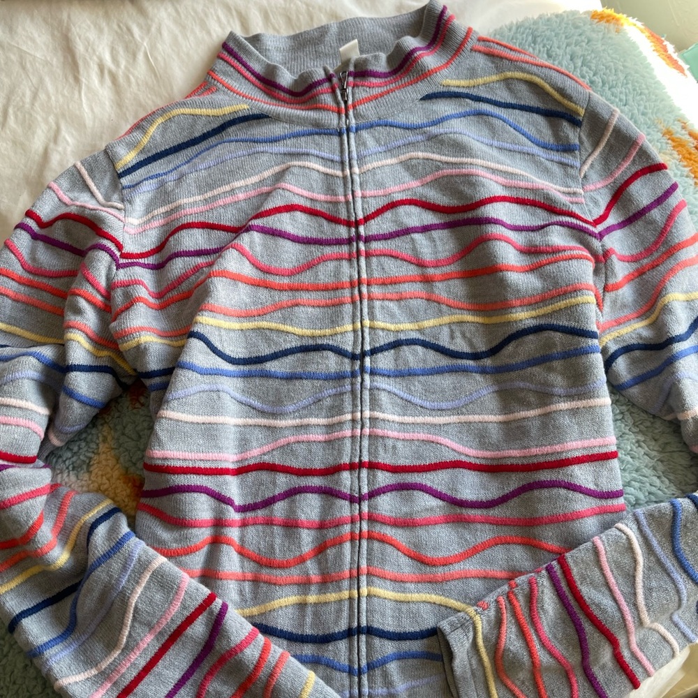 Coldwater Creek Rainbow Sweater Cardigan size large